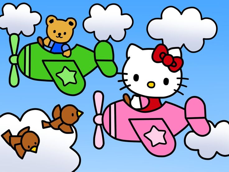 Hello Kitty on a Airplane (Coloring Book) by Kittykun123.devia... on