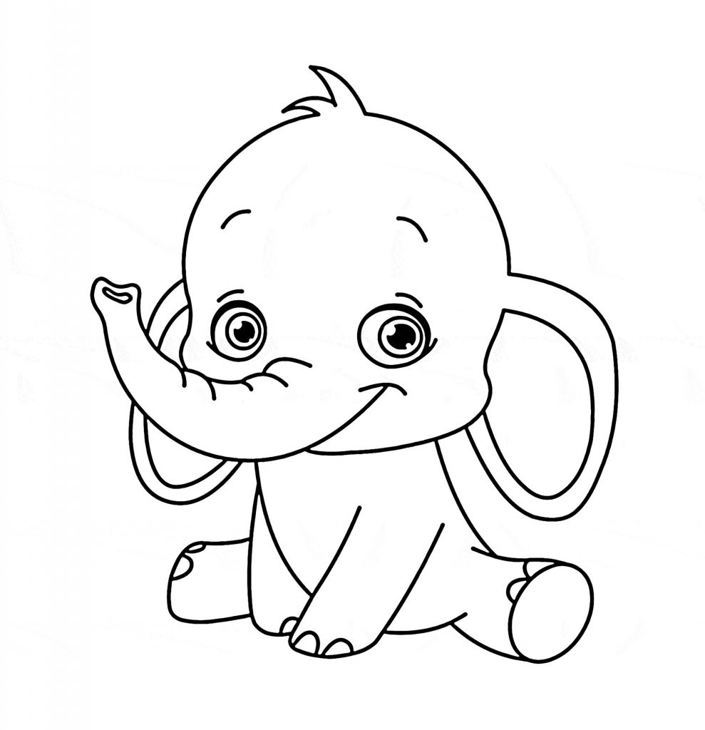 Cute Baby Elephant Coloring Pages   BubaKids.com