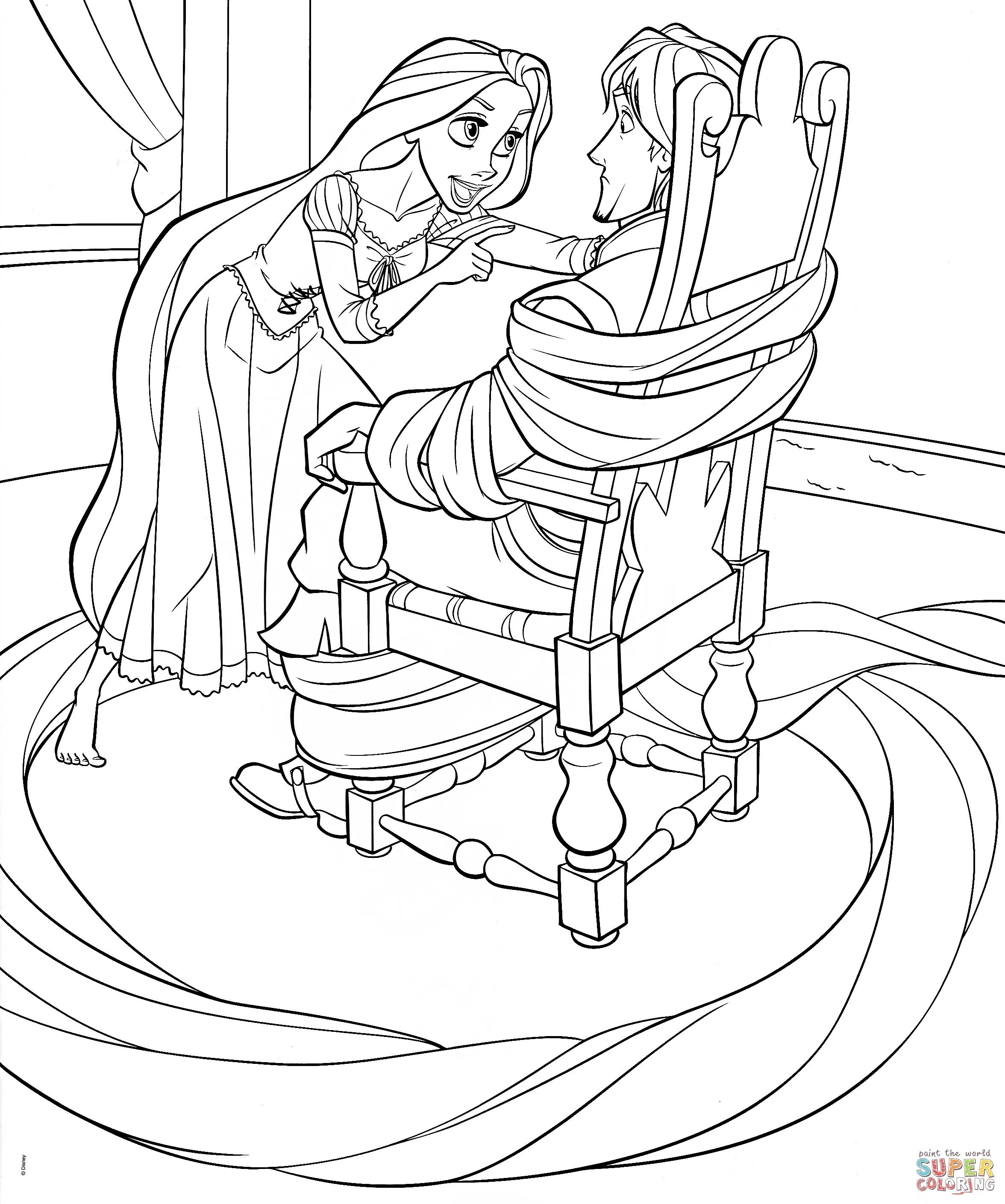 Disney Princess Coloring Pages Rapunzel And Flynn BubaKids