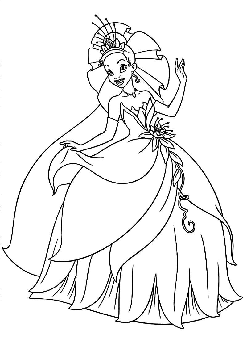 Disney Princess Tiana Coloring Page - BubaKids.com