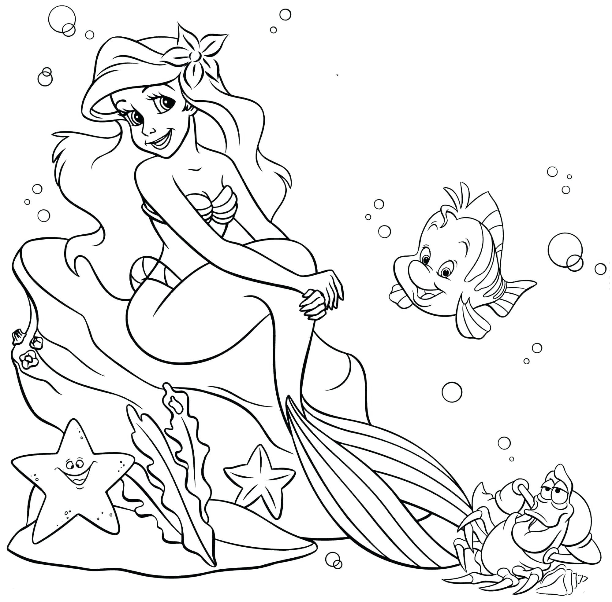 Mermaid Princess Printable Coloring Pages - BubaKids.com