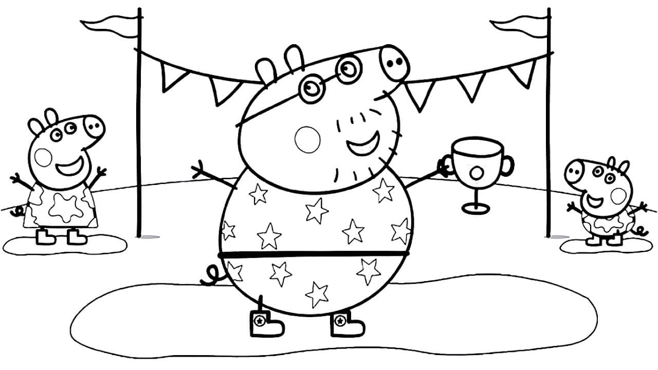 Peppa Pig Birthday Party Coloring Pages