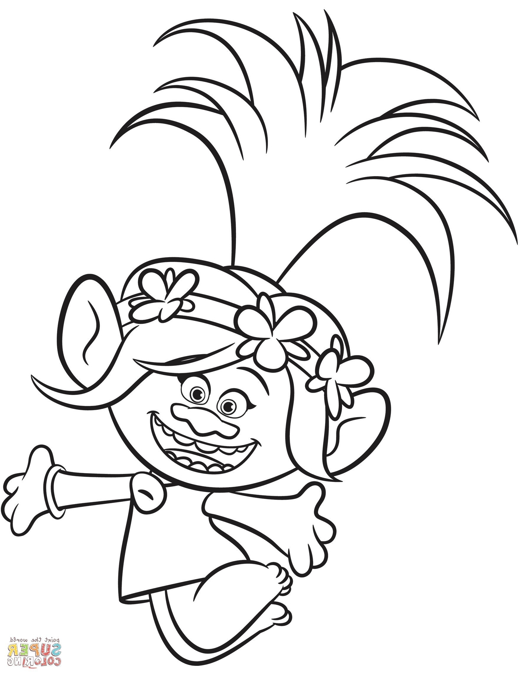 Poppy The Troll Coloring Page