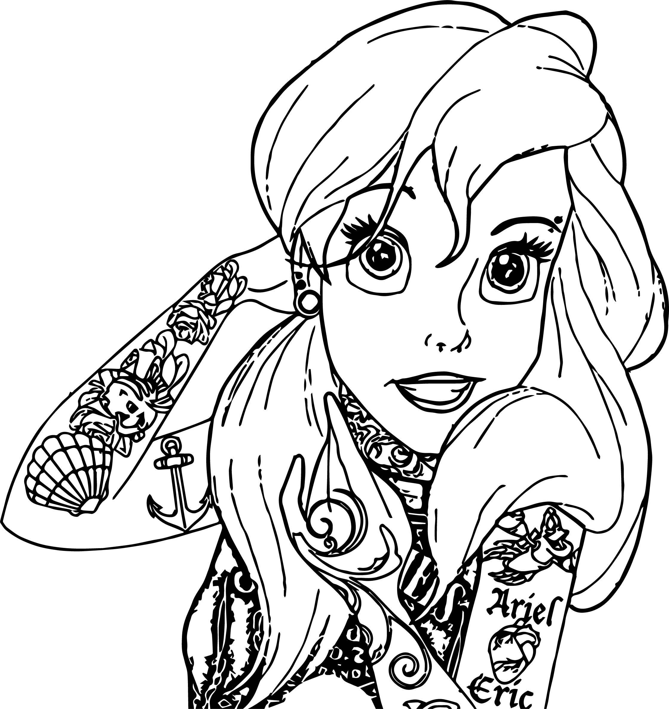 Tattooed Disney Princess Coloring Pages - BubaKids.com