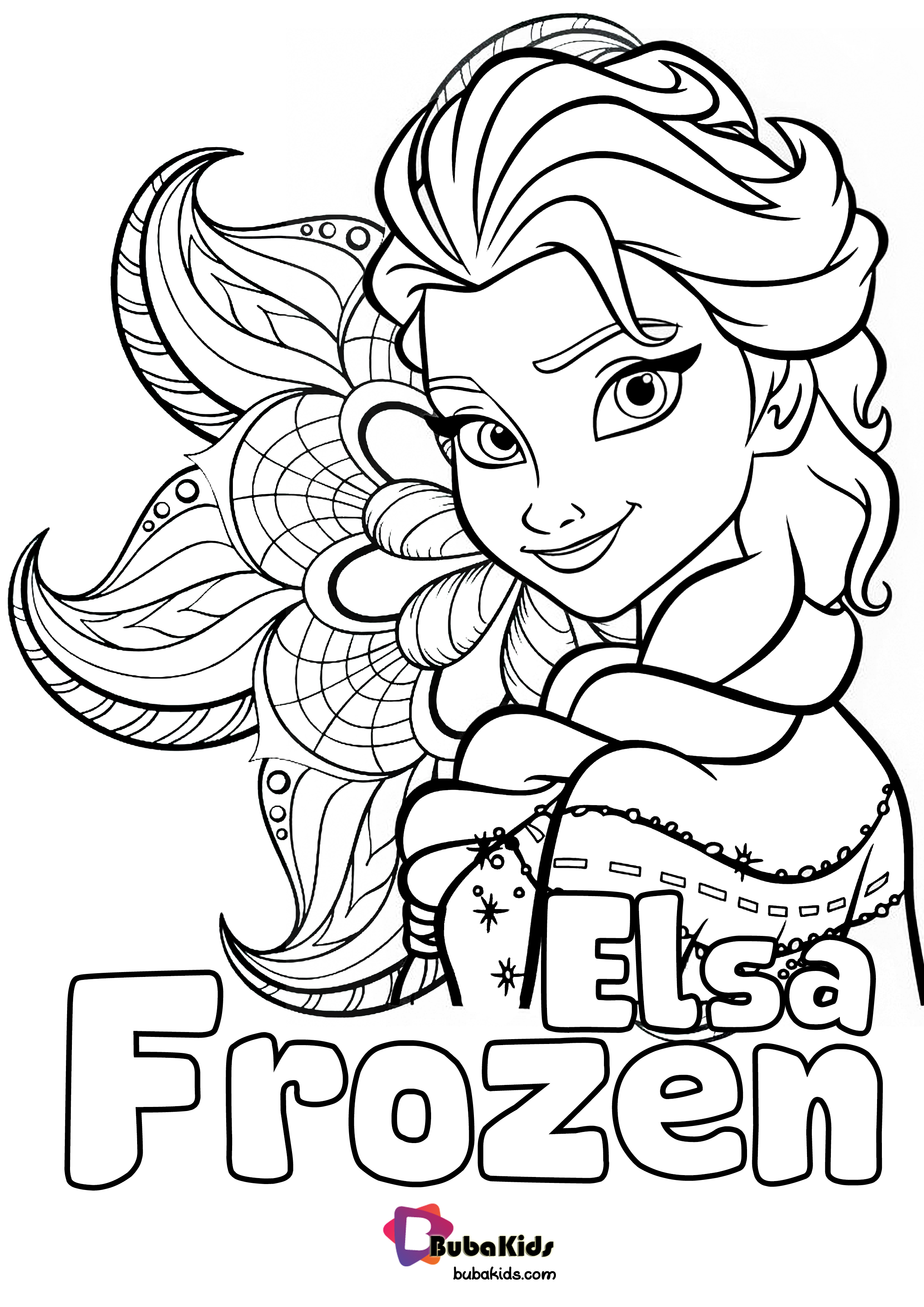 elsa frozen coloring princess kolorowanka a4 bubakids wydrukuj