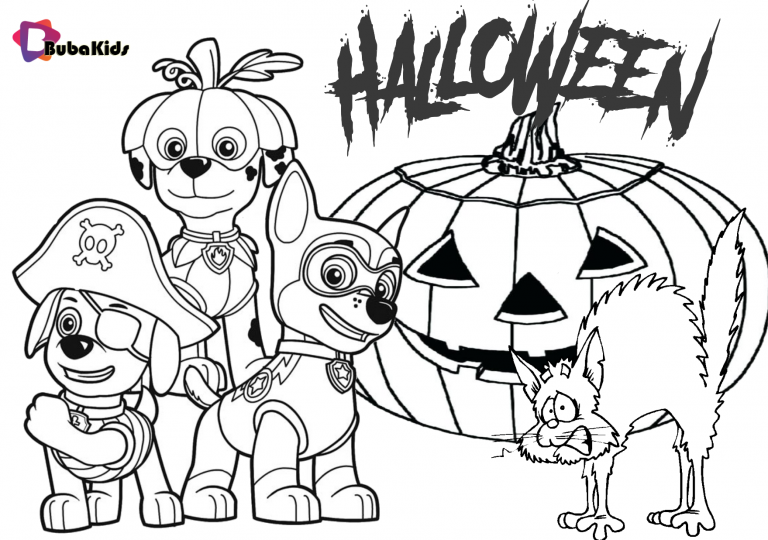 Paw Patrol Halloween Party 2019. Printable coloring page ...