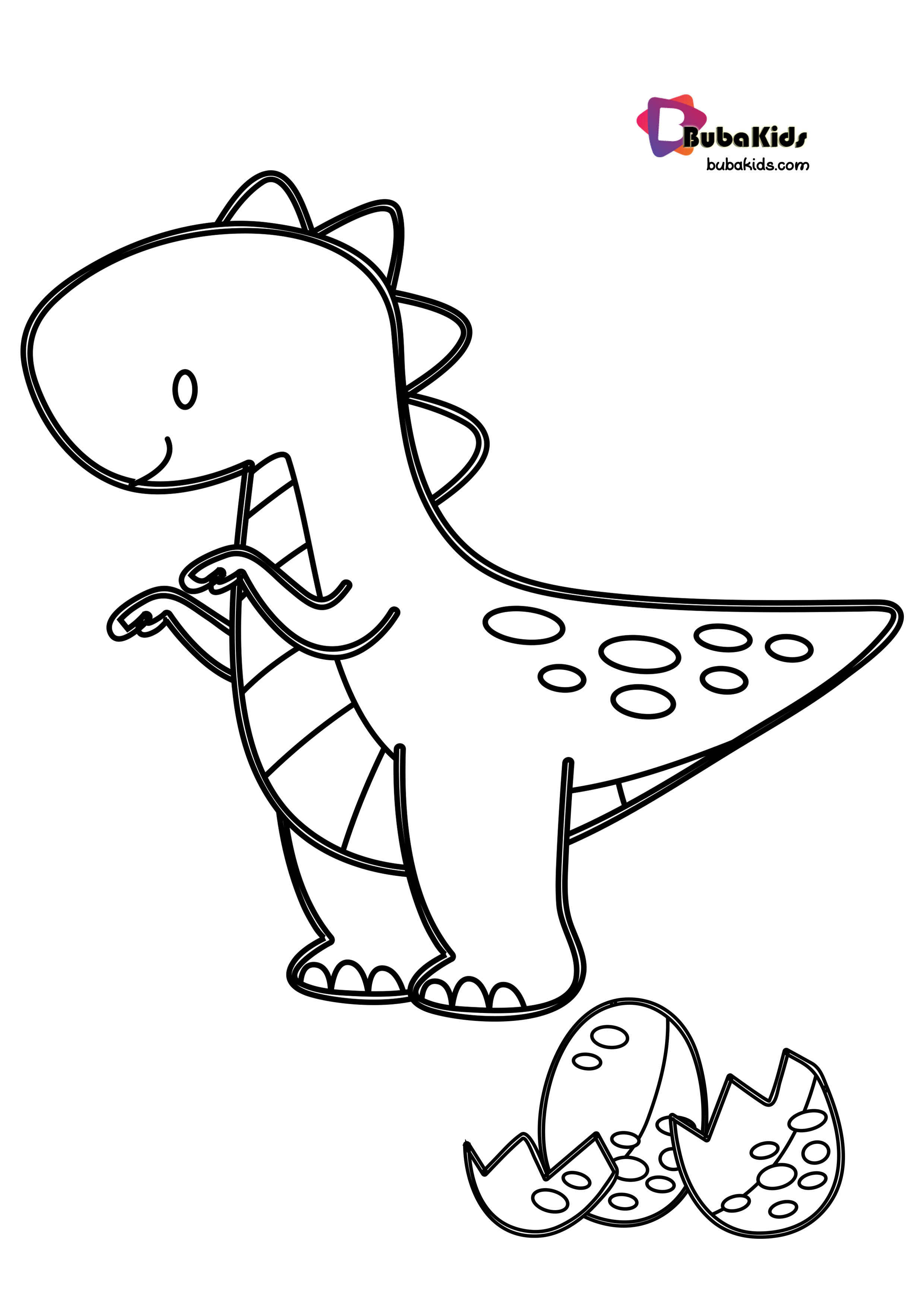 baby-t-rex-coloring-page-with-egg - BubaKids.com