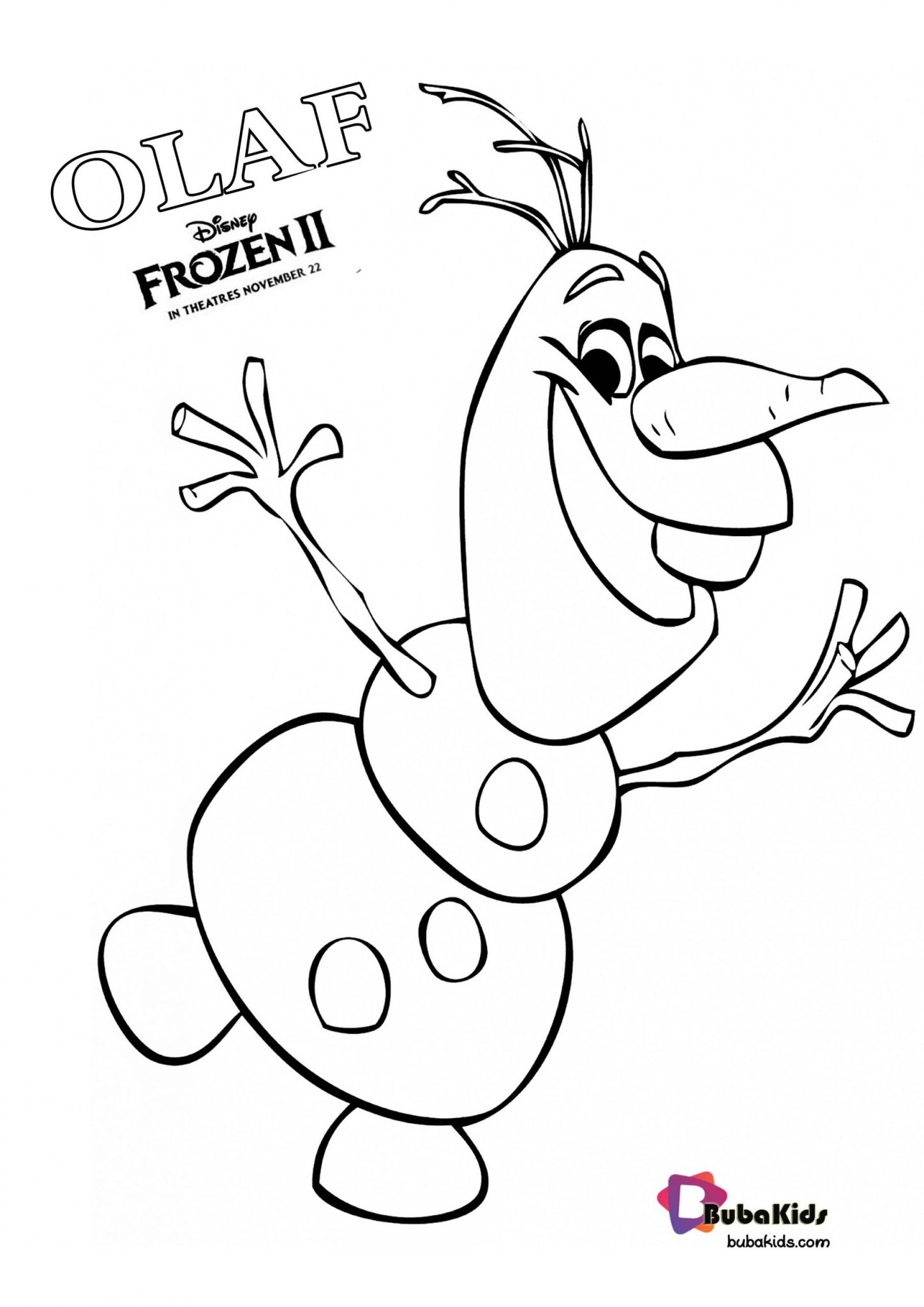 Olaf Frozen 2 Coloring Page - BubaKids.com