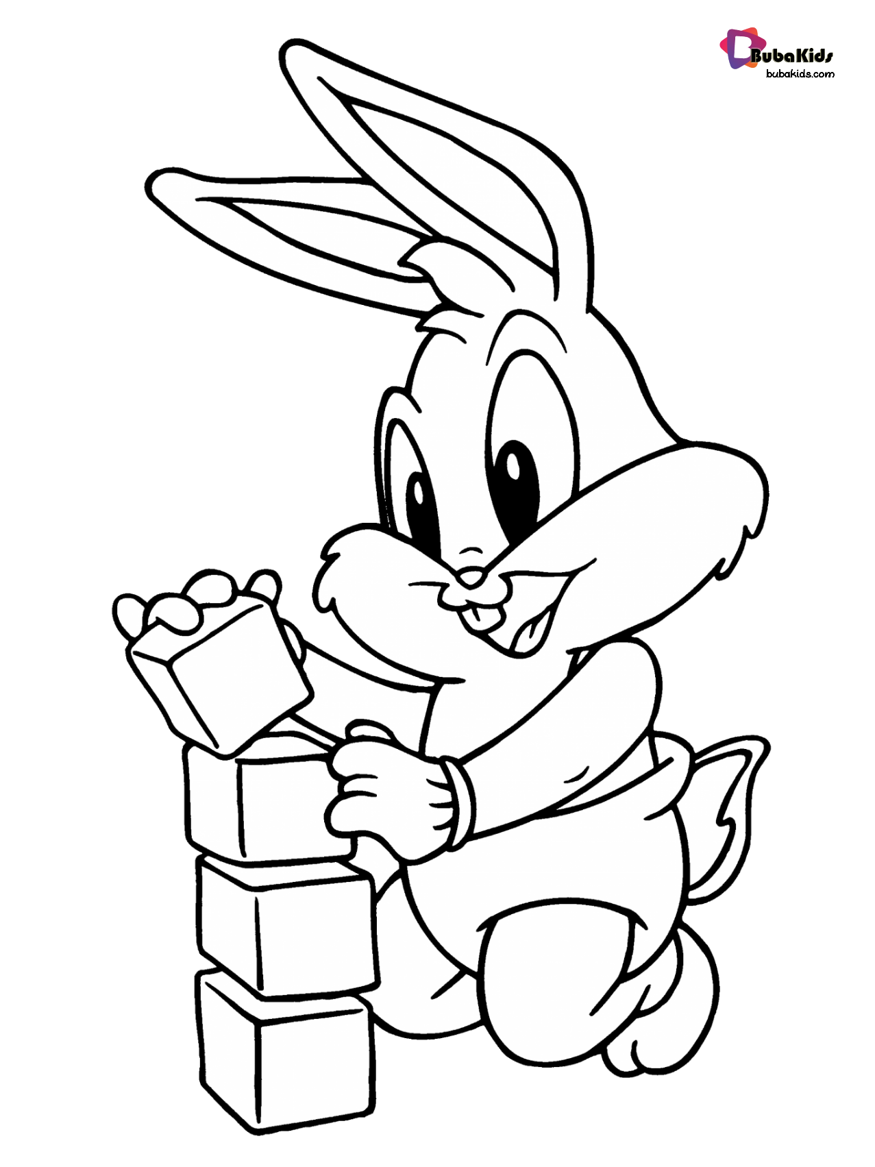 Free download cute little rabbit coloring pages - BubaKids.com