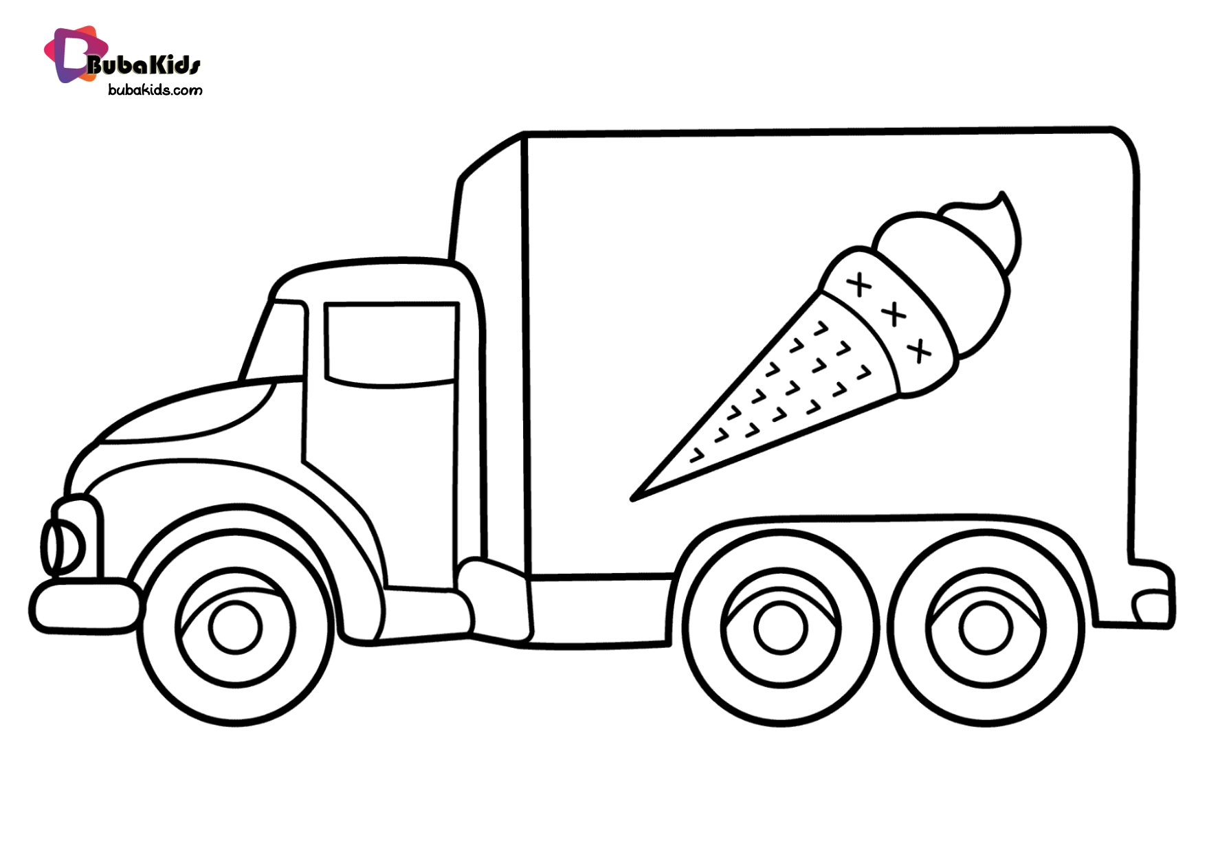 Free download to print ice cream truck coloring page - BubaKids.com