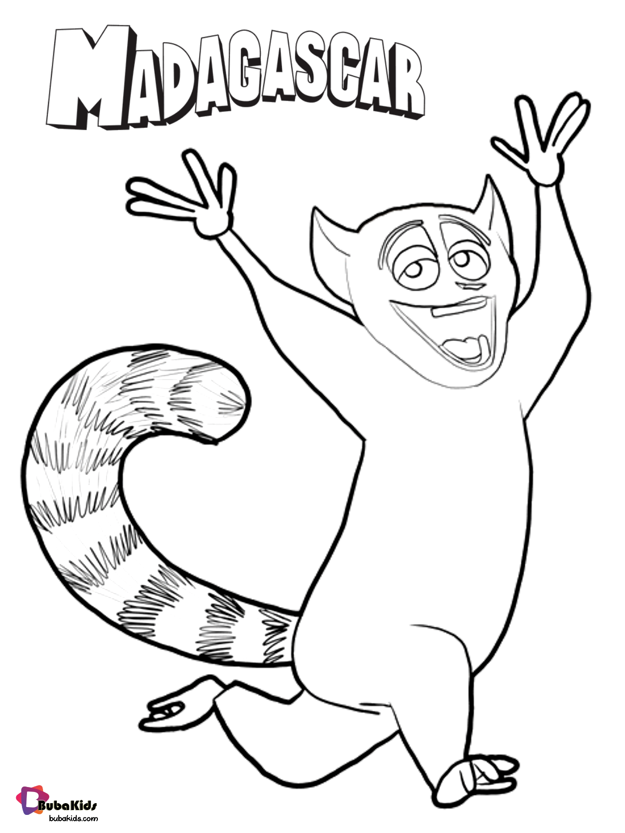 madagascar movie character julien coloring page  bubakids