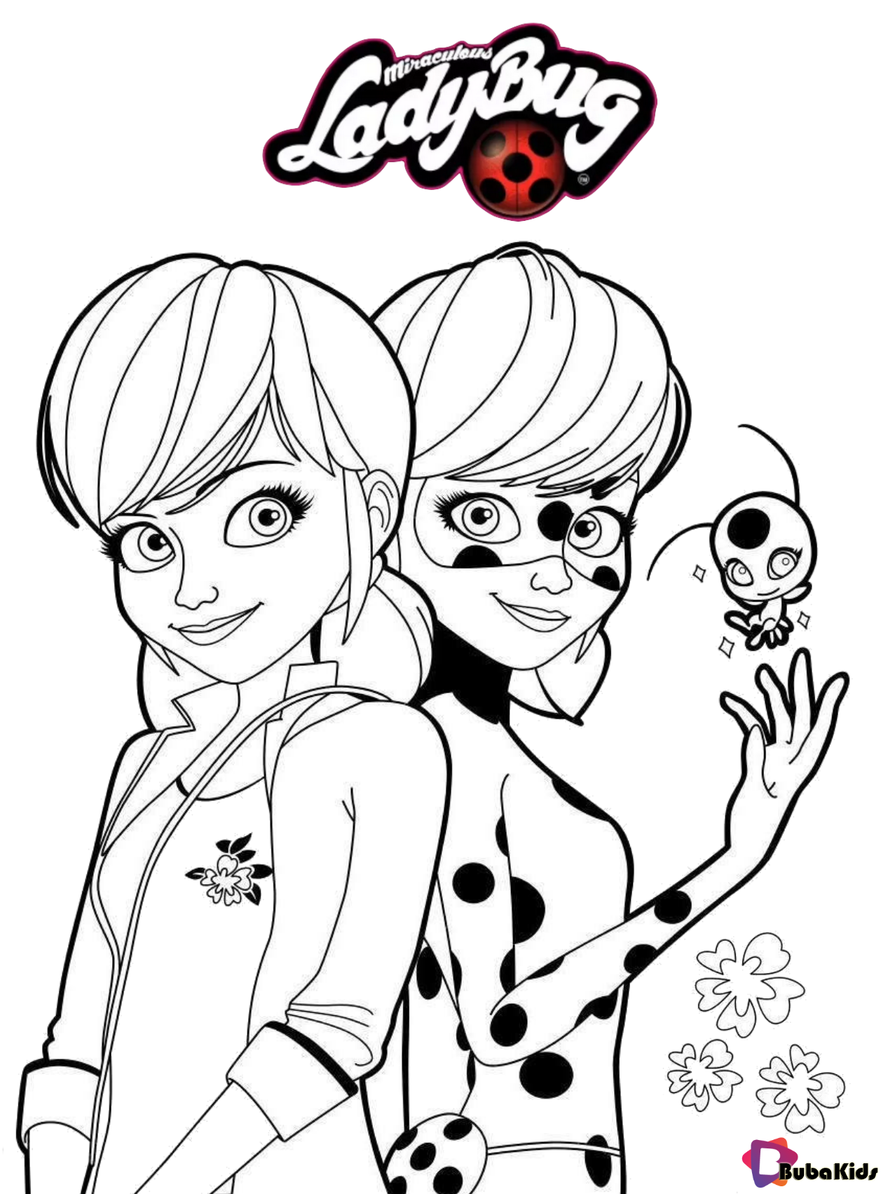 Miraculous ladybug free coloring page for kids - BubaKids.com