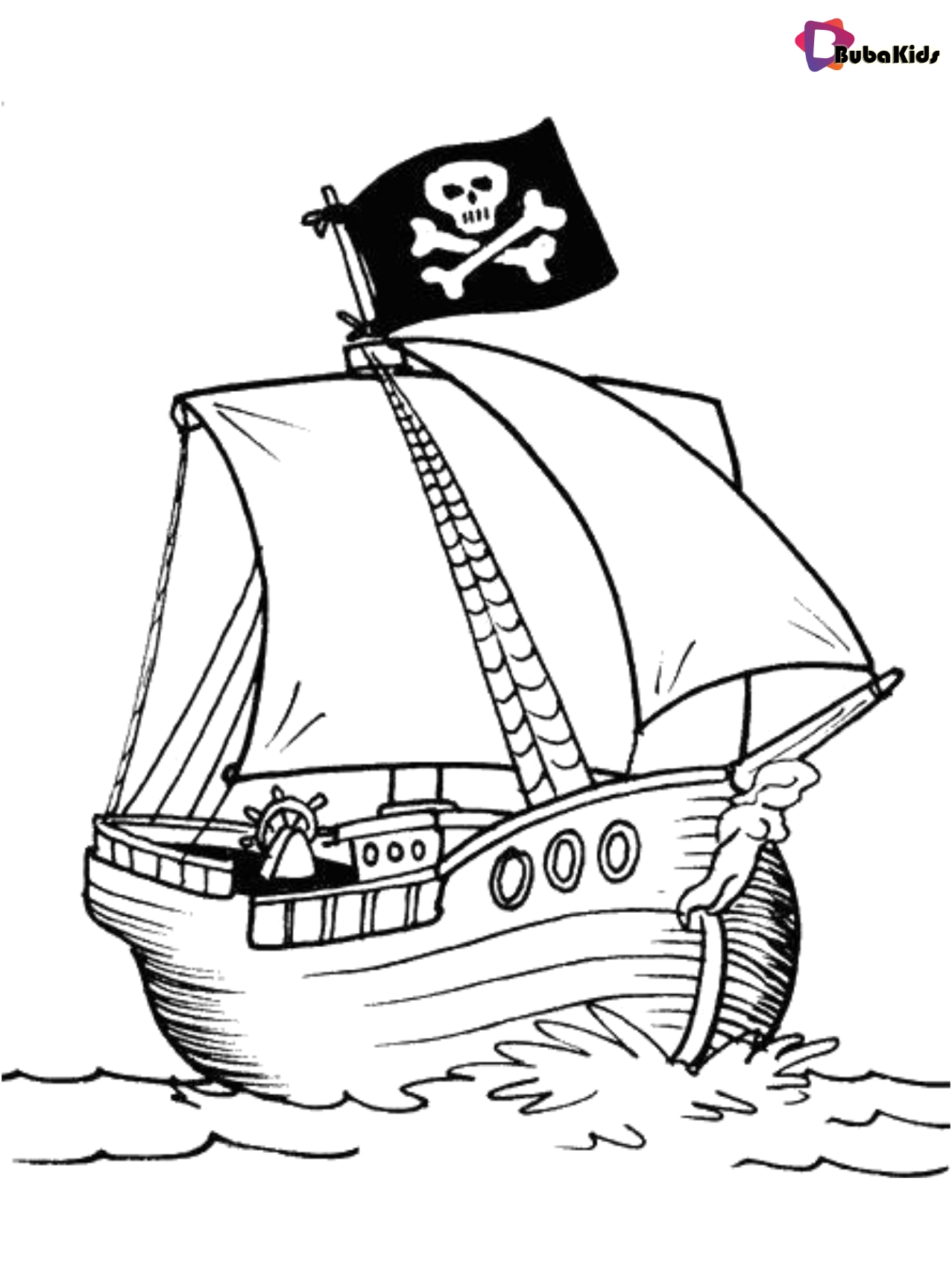 Coloring picture pirate ship free printable