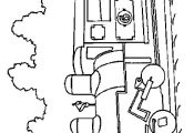 Train with car coloring page