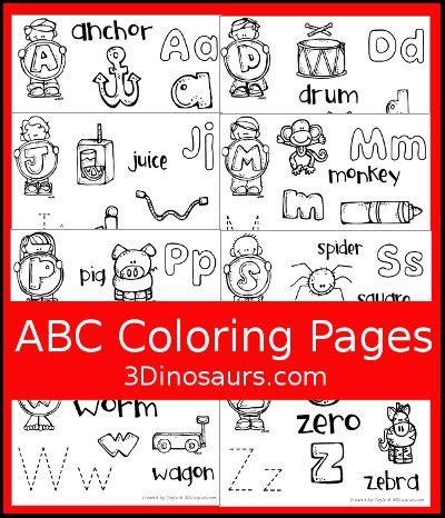3 Dinosaurs – ABC Coloring Pages
