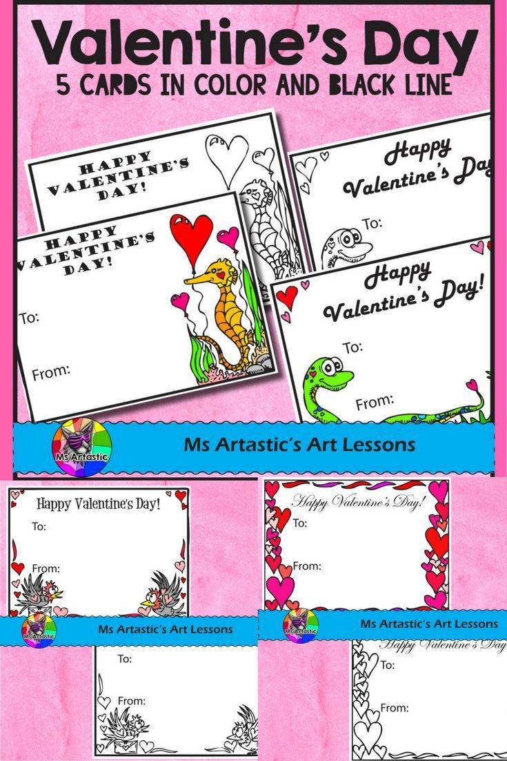 5 Valentine's Day colored or coloring Cards! 5 of my hand drawn, cartoon col… Wallpaper