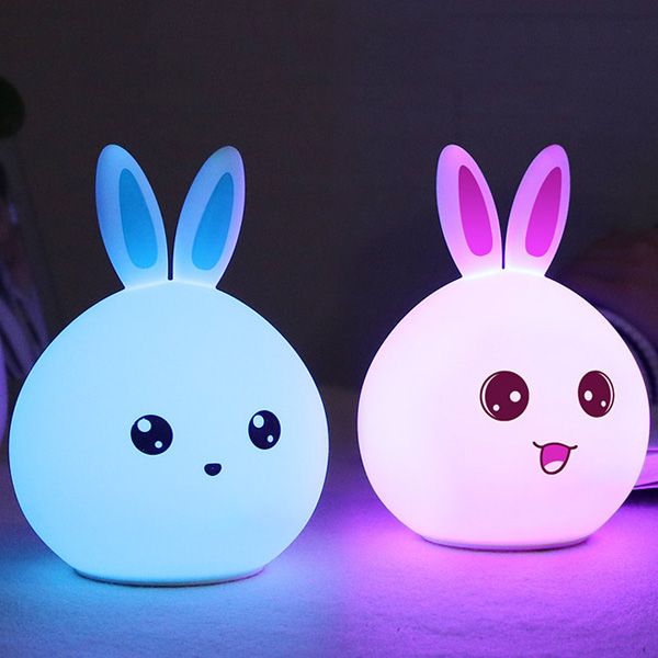 Cartoon Colorful Happy Rabbit LED Touch Table Night Light Wallpaper