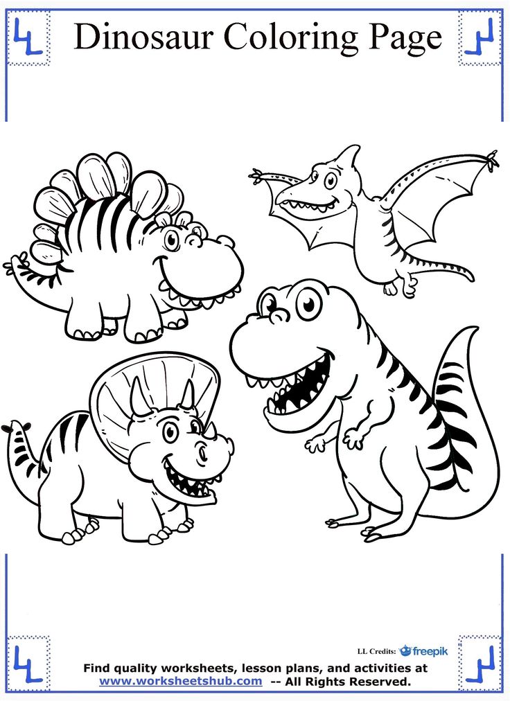 Cartoon Dinosaurs Coloring Page