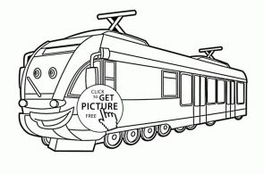 Cartoon Train coloring page for kids, transportation coloring pages printables f...