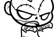 Chibi Zombie Cartoon Coloring Page For Kids