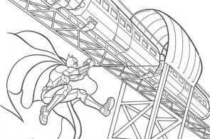 Coloring page : Batman and train