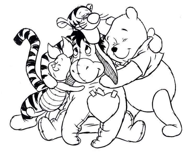 Cute Cartoon Friends Pooh Tiger Piglet And Eeyore Coloring Sheets : Cute Cartoon… Wallpaper
