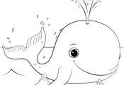 Cute Cartoon Whale coloring page from Cartoon Whale category. Select from 24898 ...