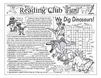DINOSAURS – We Dig Them! Puzzle Set. Includes:  • Two-Page Activity Set – …