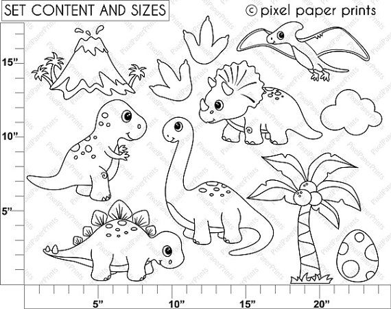 Dinosaurs Digital stamps by pixelpaperprints on Etsy Wallpaper