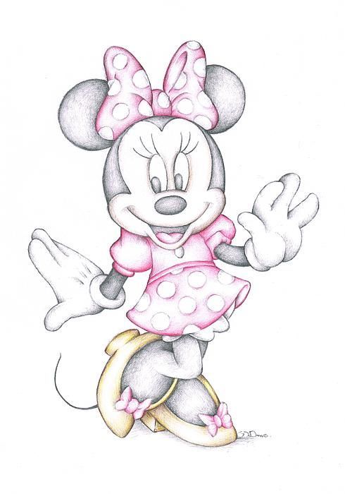 Disney Cartoon Drawings | Disney Cartoon Colour Pencil Drawing Drawing – Minnie … Wallpaper
