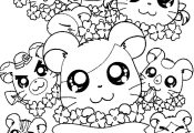 Hamtaro Characters Free Coloring Page - Cartoon Coloring Pages on