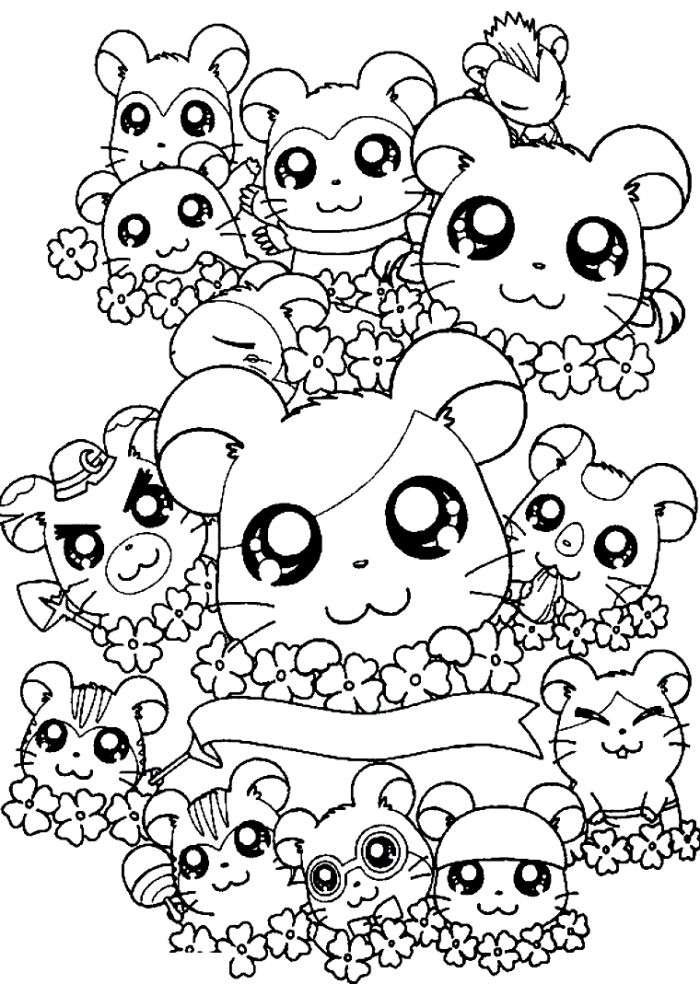 Hamtaro Characters Free Coloring Page – Cartoon Coloring Pages on Wallpaper