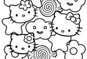 Happy Hello Kitty Coloring Page