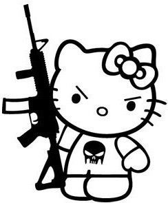 Hello Kitty AR 15 Punisher Skull Die Cut Vinyl Sticker Decal