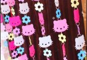 Hello Kitty Curtain, Pink Colorful Hello Kitty Head Door Curtain