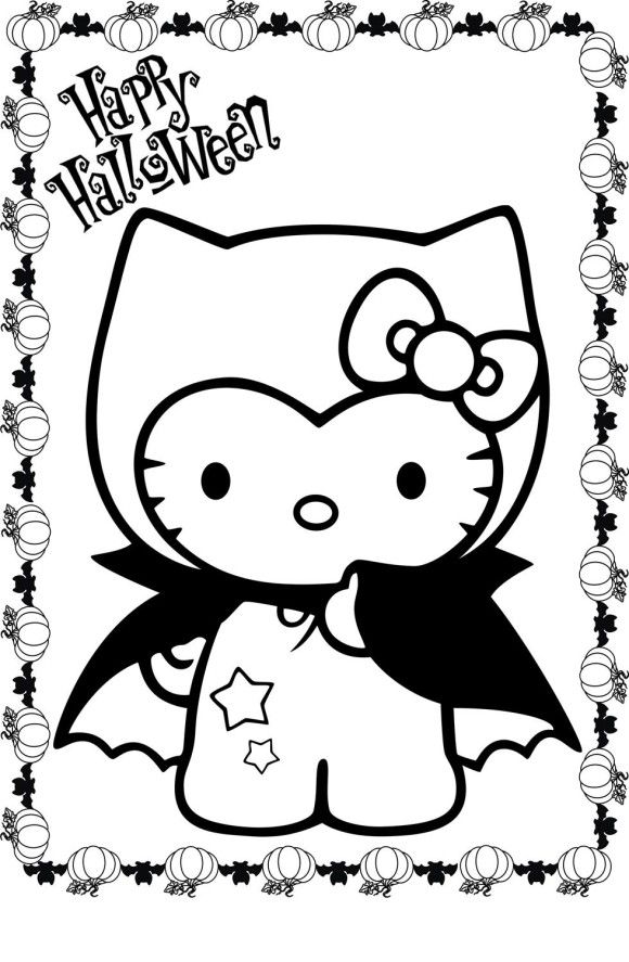 Hello Kitty Halloween Coloring Pages                                            …