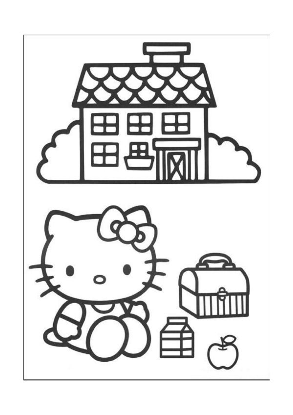 Hello Kitty Kleurplaten voor kinderen. Kleurplaat en afdrukken tekenen nº 26 Wallpaper