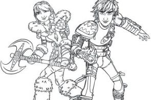 How to Train Your Dragon 2 Coloring Page - Astrid and Hiccup