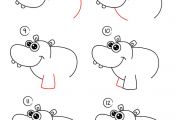 How to draw Cartoon Hippo. Easy drawing, step by step, perfect for kids! Let's d...