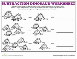 Kindergarten Dinosaurs Subtraction Worksheets: Stegosaurus Subtraction & Colorin… Wallpaper
