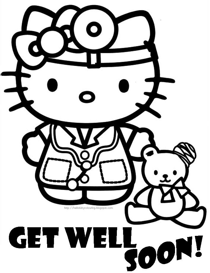 Know someone who is not very well or is in hospital? Cute Hello Kitty coloring p… Wallpaper