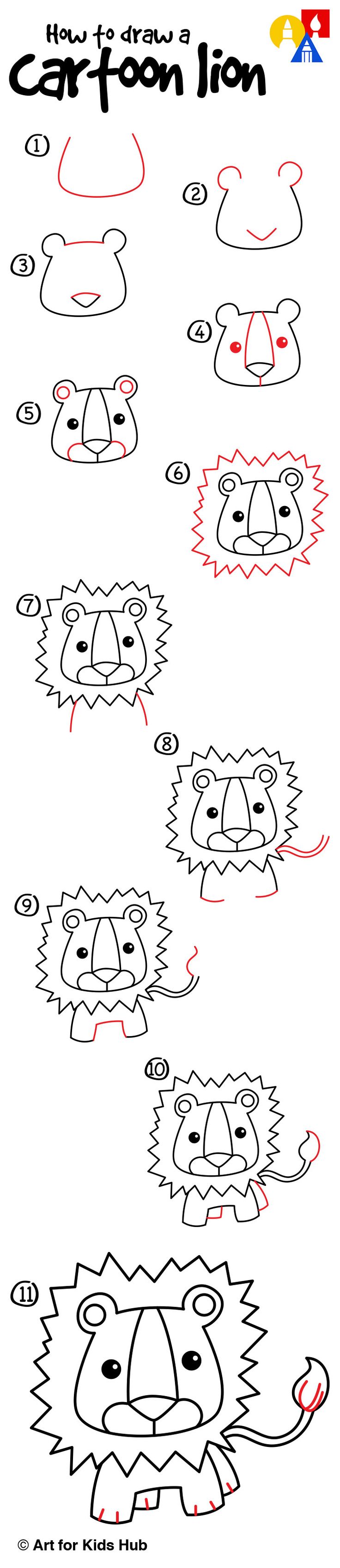 Learn how to draw a cartoon lion!