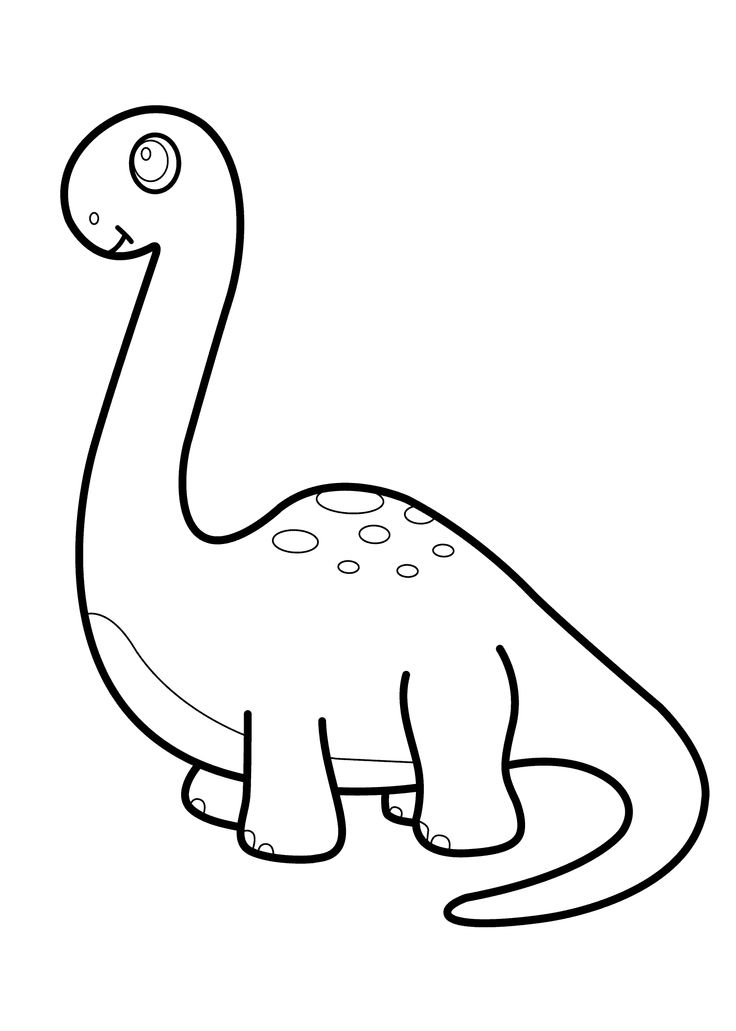 Little dinosaur brontosaurus cartoon coloring pages for kids, printable free Wallpaper