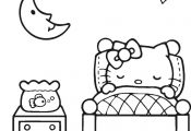 Lovely Sleeping Hello Kitty Coloring Page | Cute pages of ...