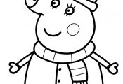 Mom from Peppa pig cartoon coloring pages for kids, printable free