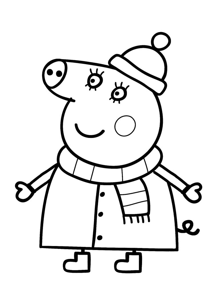 Mom from Peppa pig cartoon coloring pages for kids, printable free Wallpaper