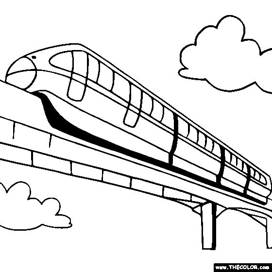 Monorail Coloring Page | Monorail Train Coloring
