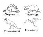 Pictures with names of 8 different dinosaurs.  Print 2 copies of each, cut apart...