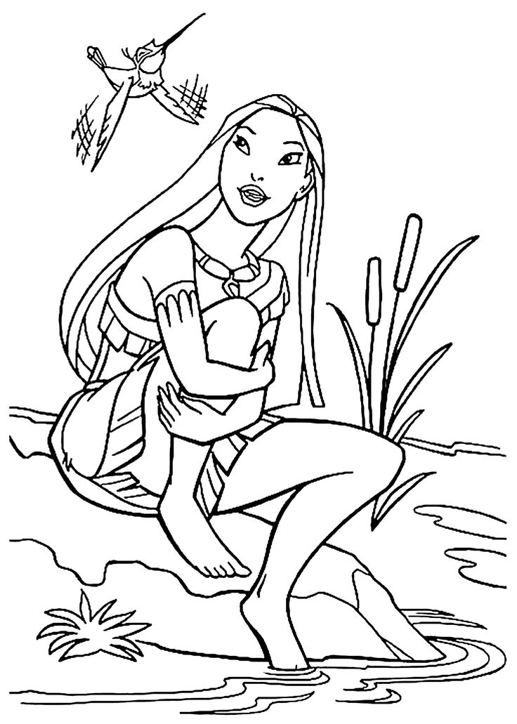 Pocahontas cartoon coloring pages for kids, printable free Wallpaper
