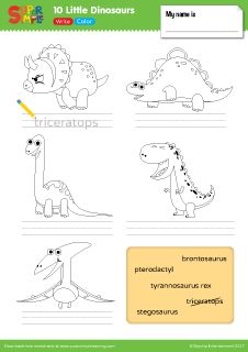 Practice writing the names of different dinosaurs with this downloadable workshe…